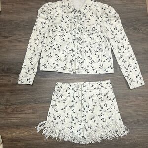 House of Chic short set / Large/ black & white floral/ pockets